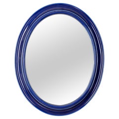 Specchio da parete vintage anni 70 in ceramica blu design Italiano