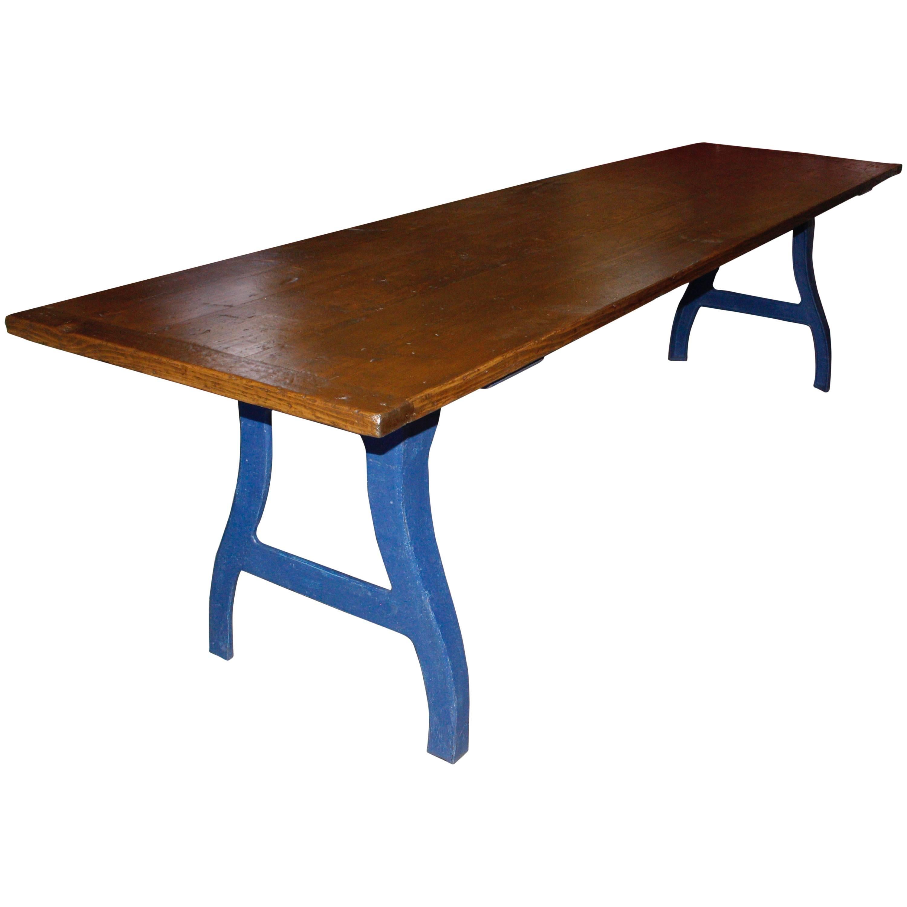Long Industrial Work Table For Sale