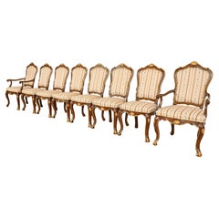 Karges French Provincial Louis XV Carved Walnut and Gold Gilt Dining Chairs