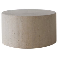Cube 80 Muted Beige Travertine Round Decorative Coffee Table by Beije Avenue
