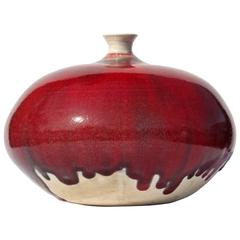 Vintage Mid-Century Modernist Glazed Ceramic Vase by Broudo