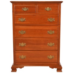 Early American Solid Cherry Wood Six-Drawer Highboy Dresser