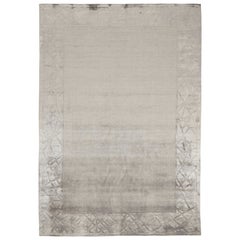 Rug & Kilim’s Modern Rug with Taupe Open Field and Silver-Gray Border