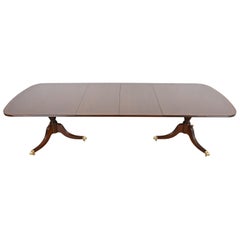 Baker Furniture Style Georgian Banded Mahogany Dining Table, Newly Refinished