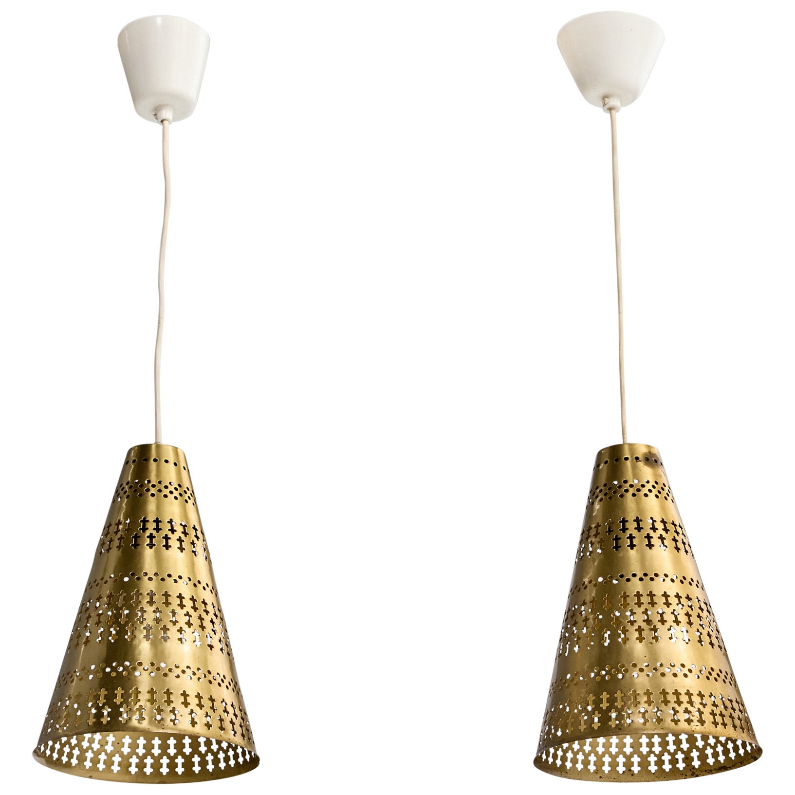 Hans Bergström, Pendant Lights, Brass, Sweden, 1950s