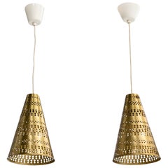 Hans Bergström, Pendant Lights, Brass, Sweden, 1950s