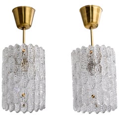 Carl Fagerlund, Pendant Lights, Brass, Glass, Sweden, 1960s