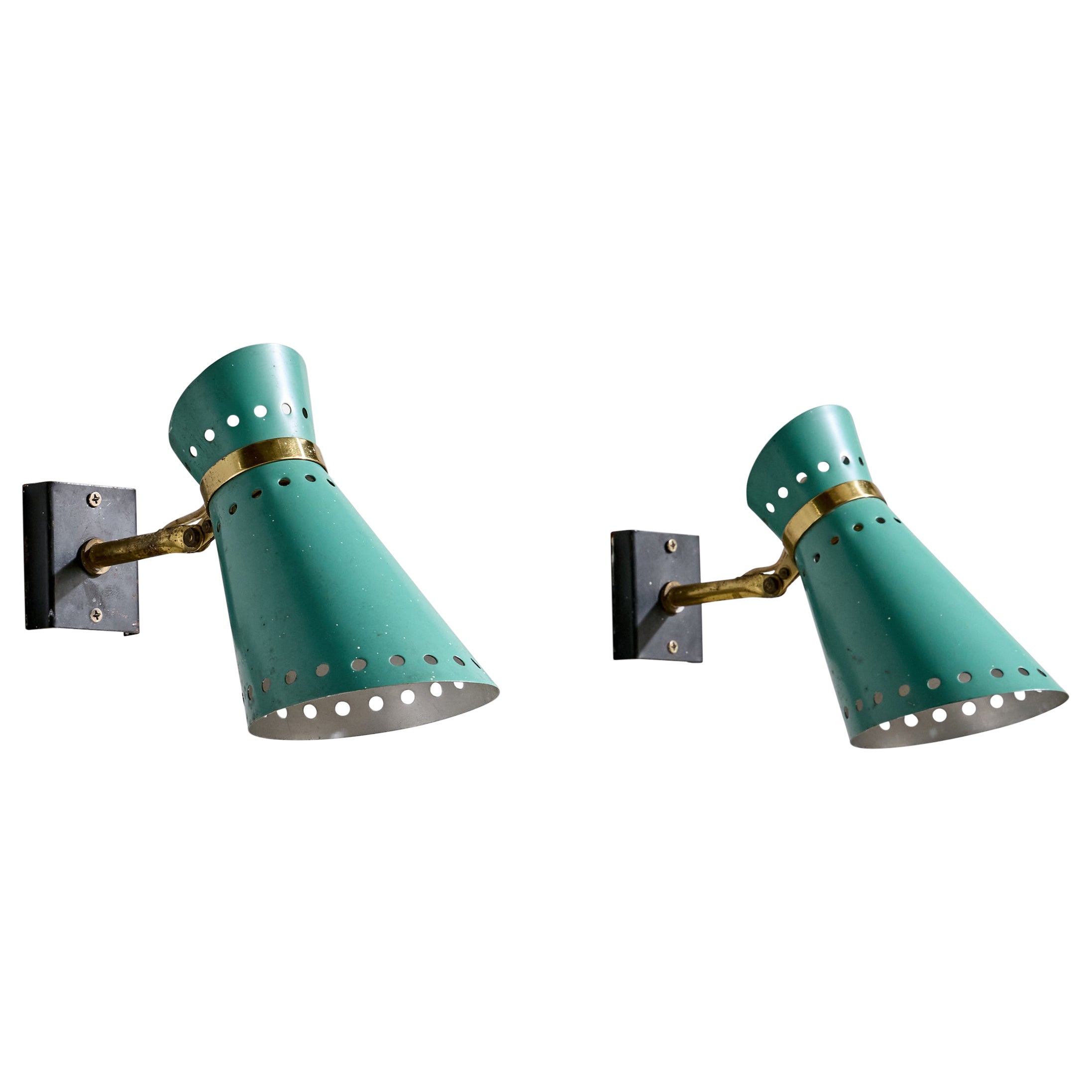 Italian Designer, Wall Light, Brass, Metal, Italy, 1950s