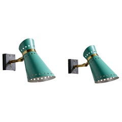 Italian Designer, Wall Light, Brass, Metal, Italy, 1950s