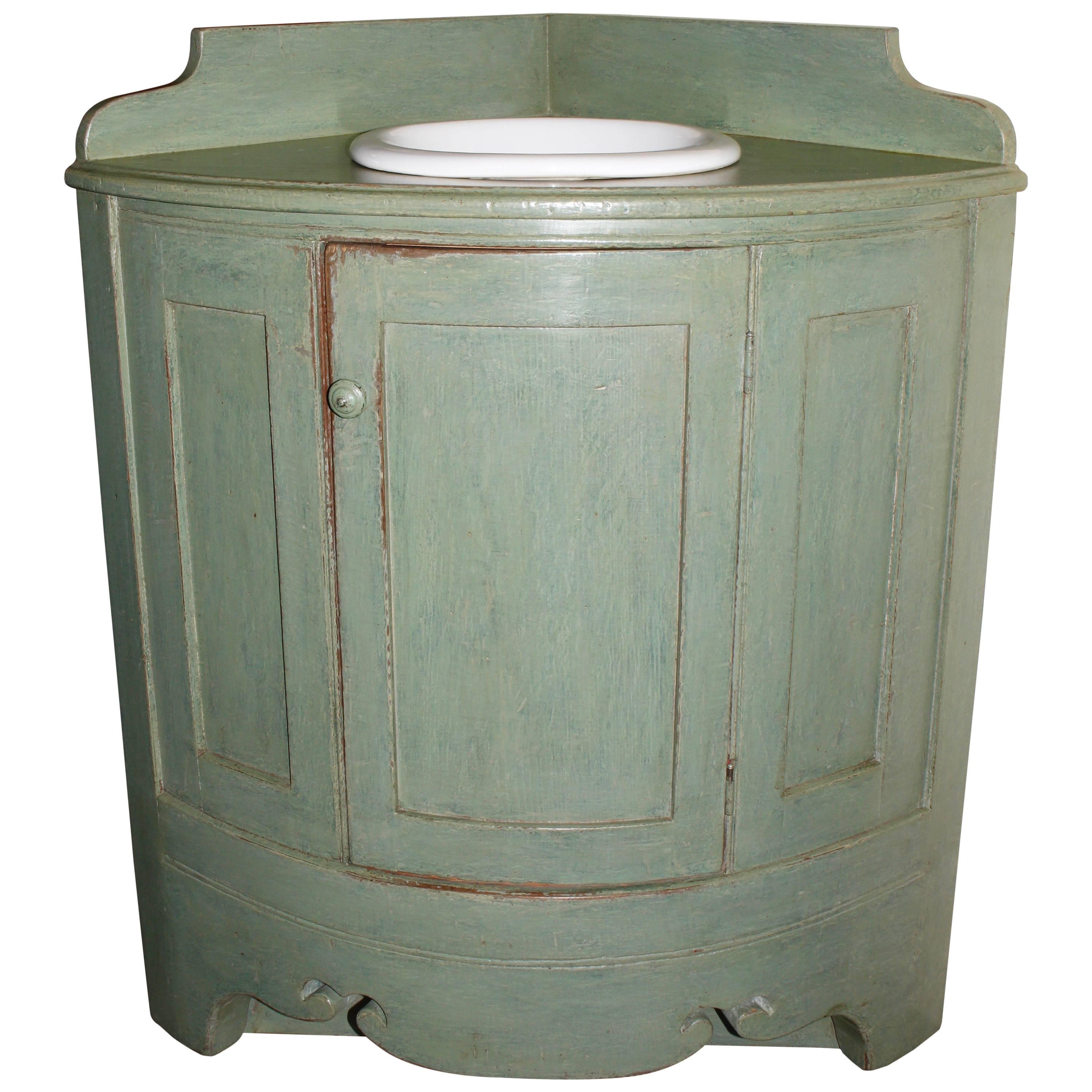 Corner Vanity with a Bowed Front For Sale
