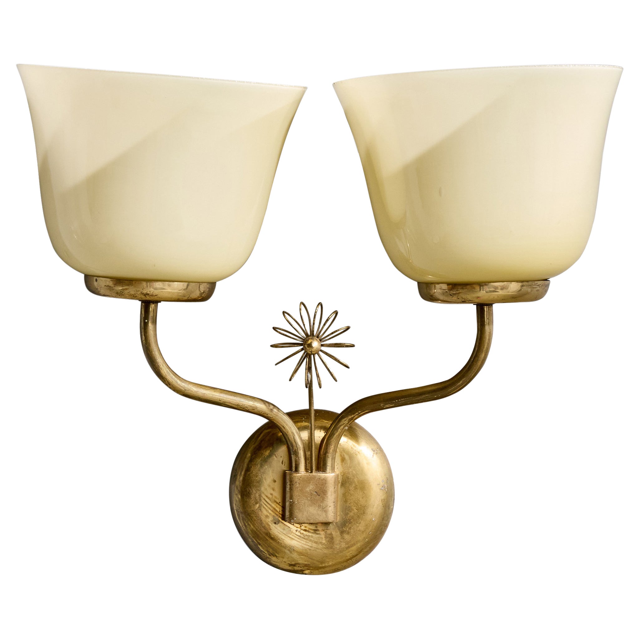 Korumo, Wall Light, Brass, Glass, Finland, 1950s