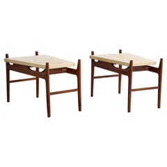 American Designer, Side Tables, Walnut, Terrazzo, USA, 1950s