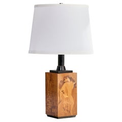 Mjölby Intarsia Attribution, Table Lamp, Wood, Bakelite, Sweden, 1940s