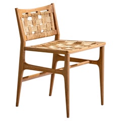 Italian Designer, Side Chair, Wood, Rush, Italy, 1950s