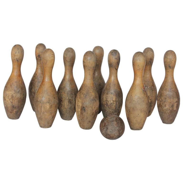 Antique Wood Bowling Set For At 1stdibs Antique Wood Bowling Set For