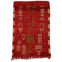 Contemporary Berber Red Moroccan Rug with Tribal Style