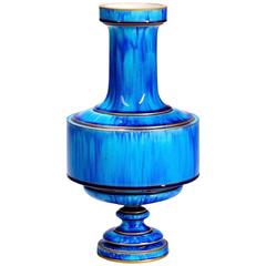 19th Century French Blue Flambé Pottery Vase
