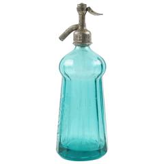 French Soda Siphon Seltzer Glass Bottle for Bar, circa 1932
