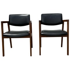 Pair of Mid-Century Lounge Chairs Walnut Open Arm Lounge Chairs #2