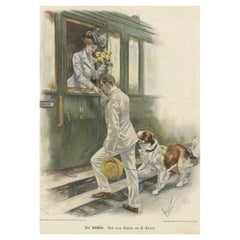 Antique Farewell – A Romantic Train Departure Scene by S. Güntzel, c. 1890