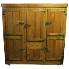 Antique Six-Door Kingston Oak Ice Box Cabinet by Lorillard, NY