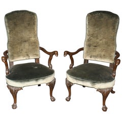 Pair of Beautiful Eagle Carved Solid Mahogany Georgian Armchairs