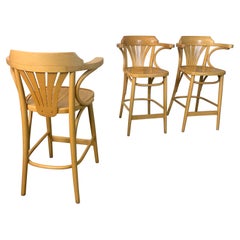 Vintage Radomsko ZMG Polish Bentwood Bar Stool Chairs