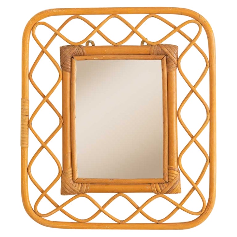 1960s Italian Rattan Mirror