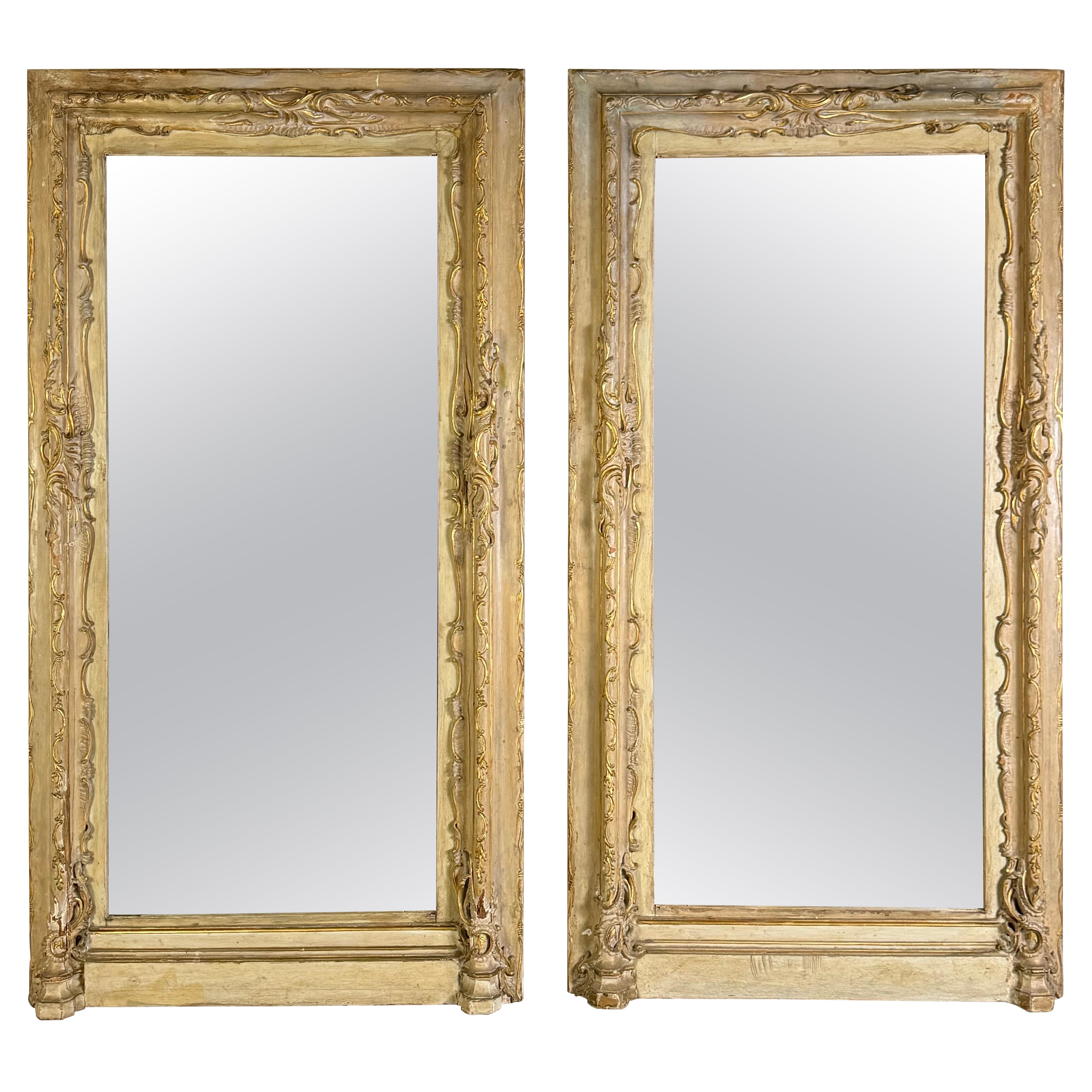 Pair of 19th C. Italian Door Surrounds w/ Antique Mirror