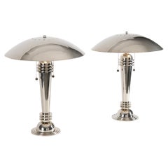 Deux lampes de table Art déco en nickel poli de la collection de Thierry Despont