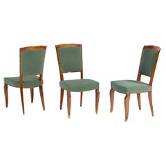 Three Green Upholstered Side Chairs from the collection of Thierry Despont