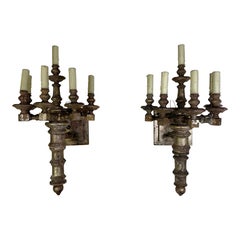 Pair of 19th C. Italian 5-Light Sconces
