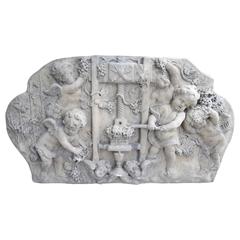 Cast Bas Relief Architectural Depicting Cherubs Making Wine, France