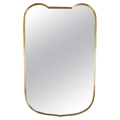 Mid-Century Modern  Wall Mirror with Brass Frame Production Italy 1960 ca