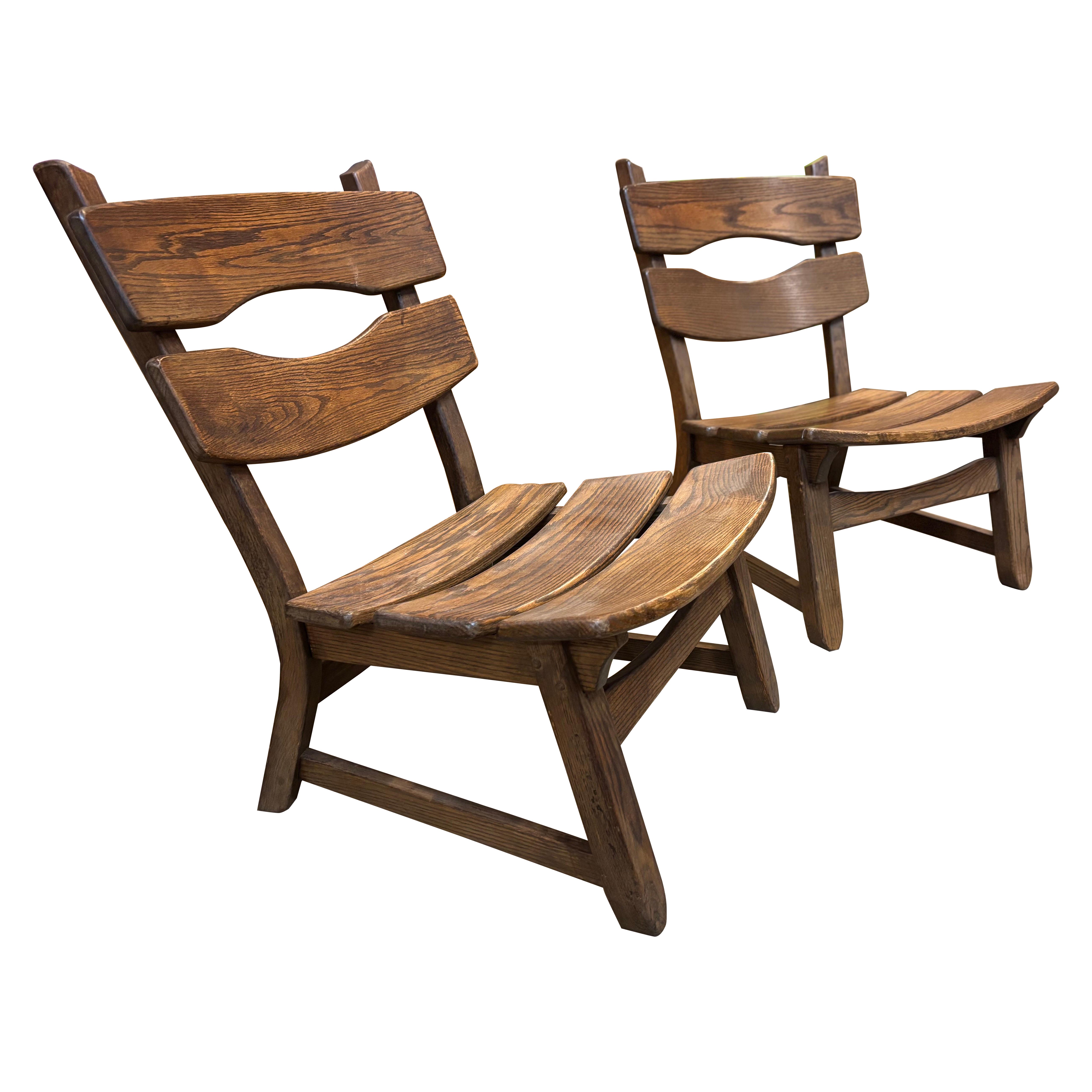 Pair of Dittmann & Co Brutalist Fireplace Lounge Chairs, 1960s, Netherlands
