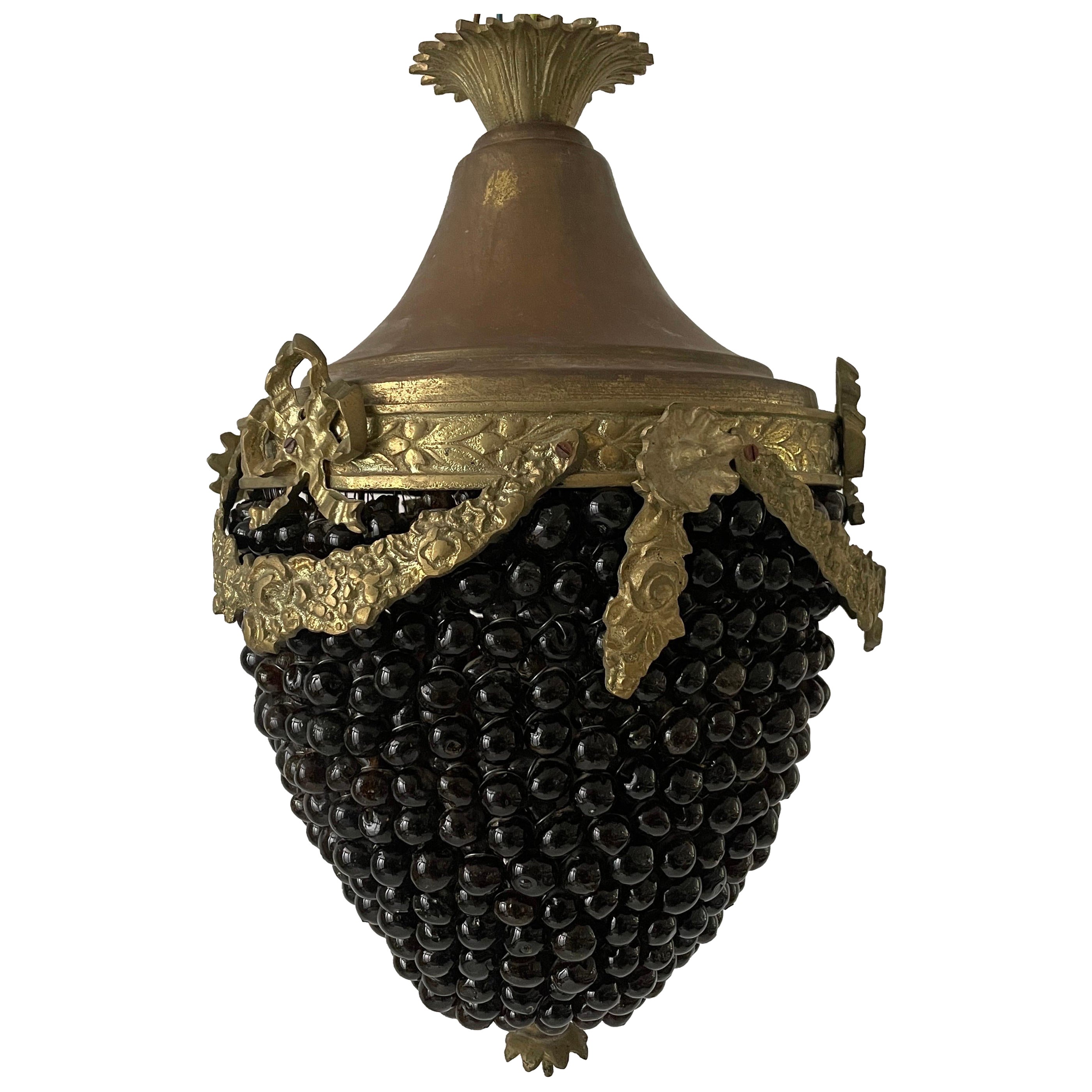 Grape Design Brass and Glass Ceiling Lamp, 1970s, Germany