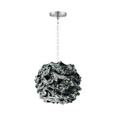 Vintage Brutalist with Sculpted Metallic Finish Pendant Light