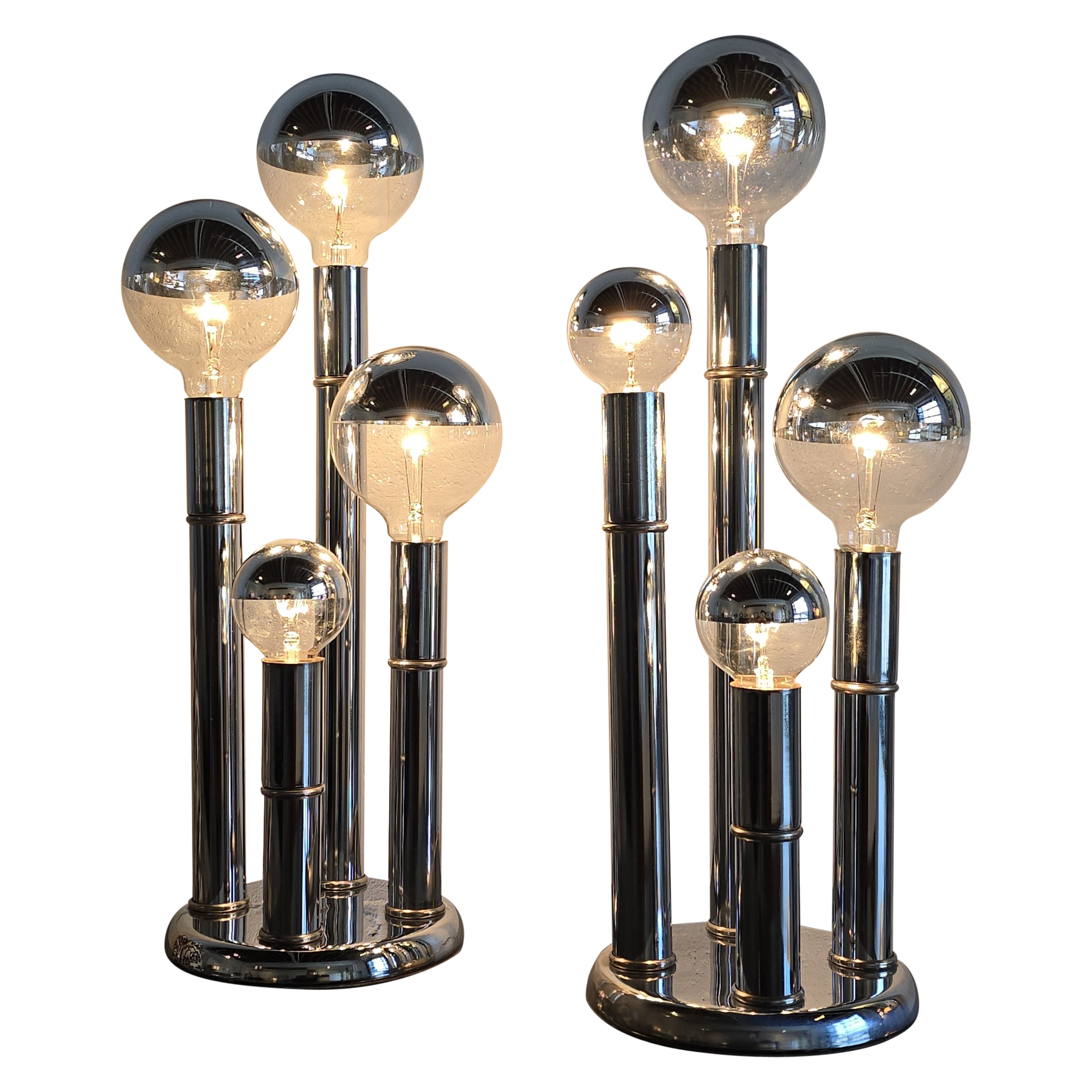 Space Age 1970s Three Tier Chrome Table Lamp