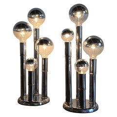 Space Age 1970s Three Tier Chrome Table Lamp