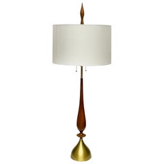 Monumental Frederick Cooper Mid-century Modern Lamp in Brass and Walnut