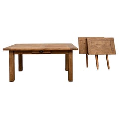 Solid french farm oak extendable table – France, 1950s