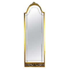 French Gilded Floor Bronze Mirror, 20th Century
