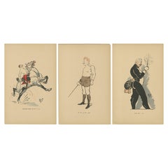 Fencing Caricatures by Mich, Paris 1907 - Silhouettes and Caricatures