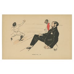 Fencing Caricature of Adolphe Tavernier by Mich, Paris 1907
