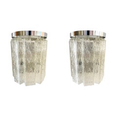 Wall lighting Kaiser Leuchten murano large ice frost glass , 1970s