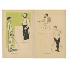 Fencing Masters and Students by Mich, Paris 1907 – Belle Époque Caricatures