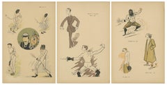 Fencing Caricatures by Mich, Paris 1907 – Humorous Belle Époque Series
