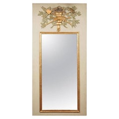 Large mirror, Trumeau Mirror, Overmantel in Carved Wood, Partly 18th Century