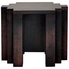 Sculptural Stool / Side Table in Dark Brown European Oak - Cadence by Mokko