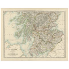 Antique Map of Southern Scotland, 1903, with Coastal and Inland Details
